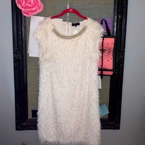 White Fringe Party Dress
